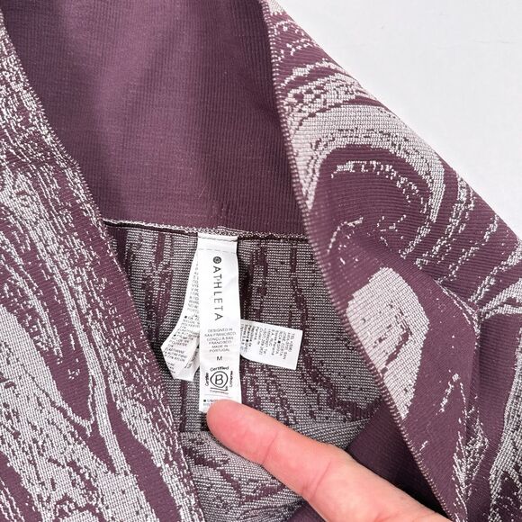 Athleta Marble Shine‎ Seamless Tight Leggings Medium Maroon Activewear High Rise - Picture 3 of 6